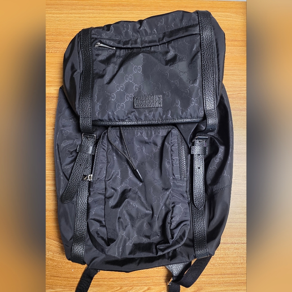 Authentic Gucci GG Supreme Black Nylon Backpack